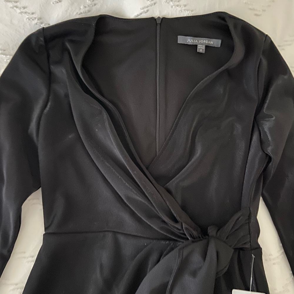 Black long sleeve wrap dress